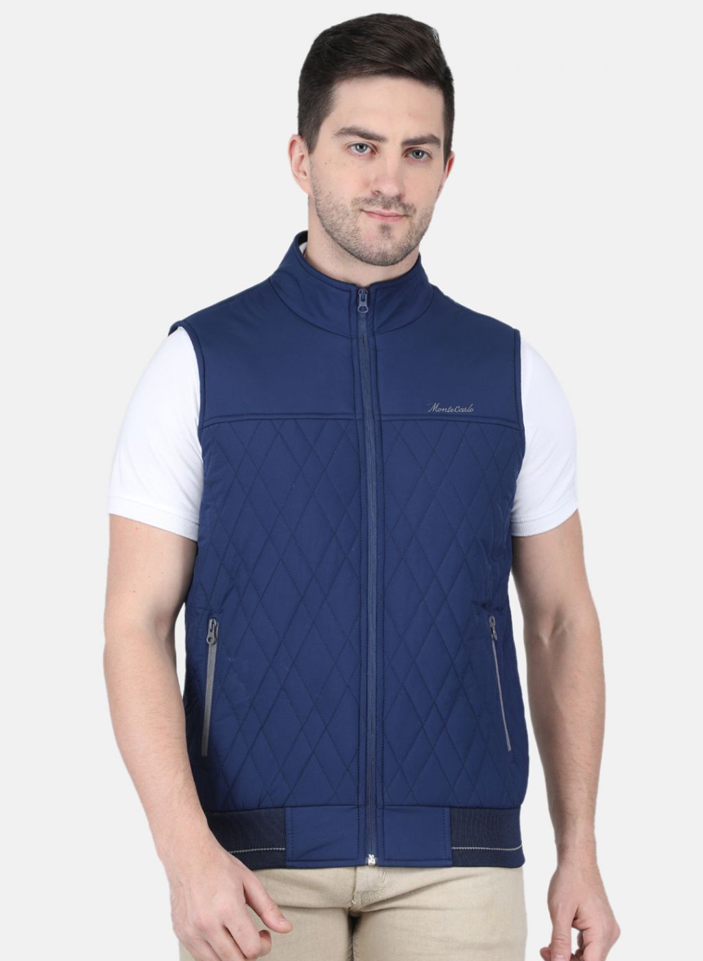 Men Blue Solid Jacket