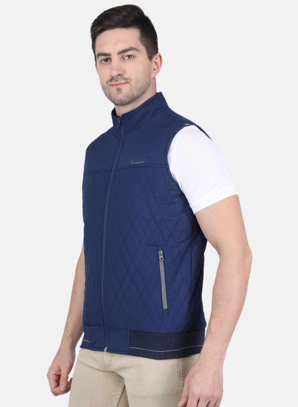 Men Blue Solid Jacket