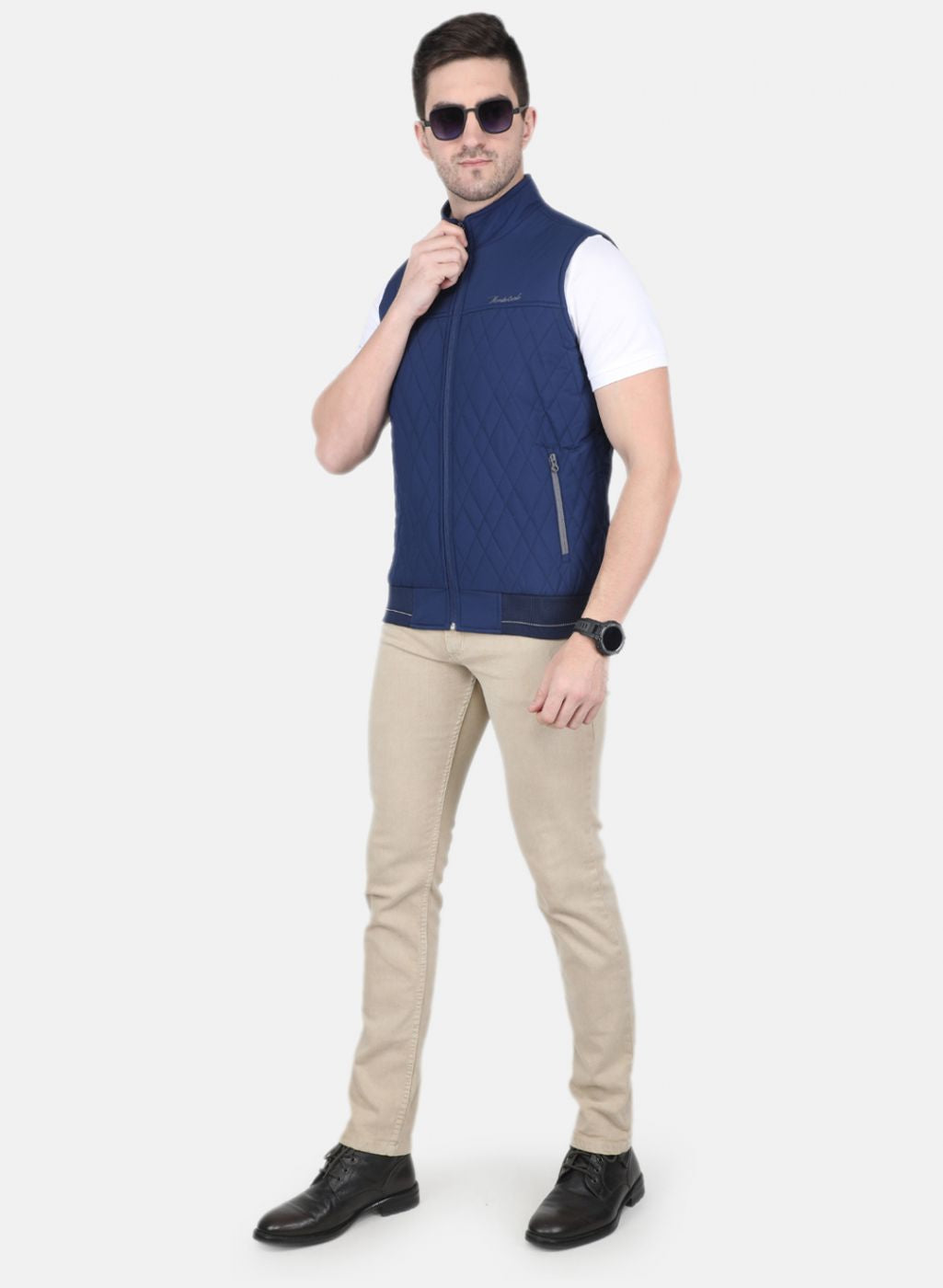 Men Blue Solid Jacket