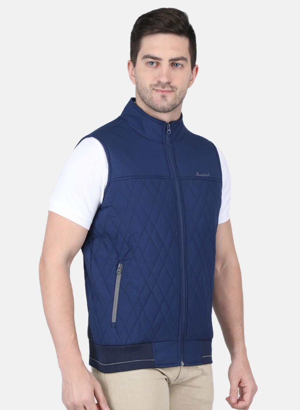 Men Blue Solid Jacket