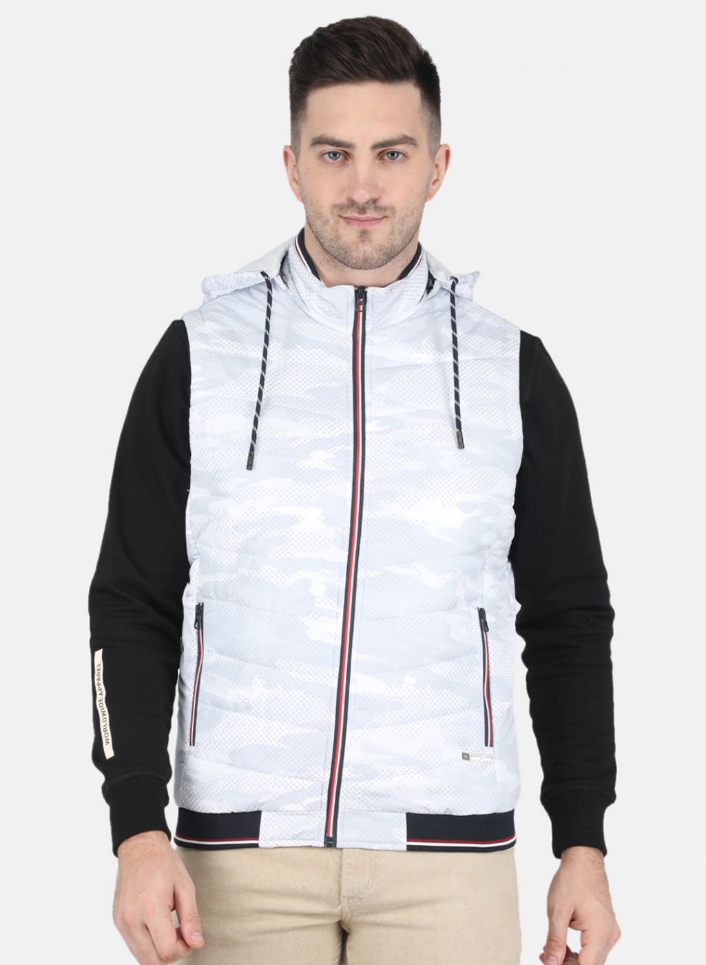 Men White Printed Jacket