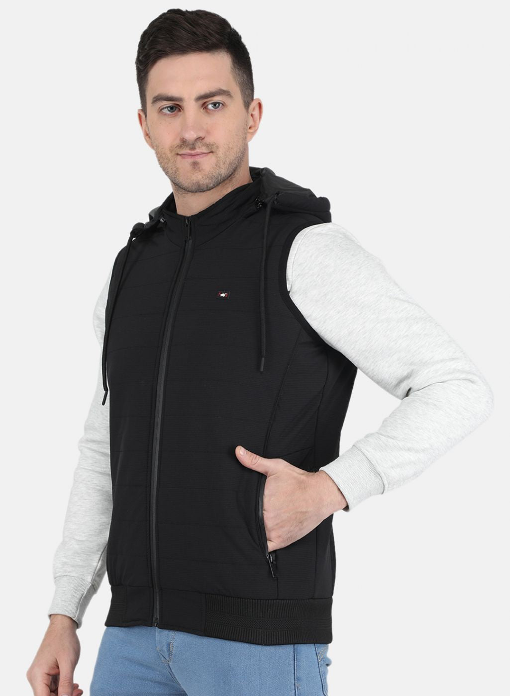 Men Black Self Design Jacket