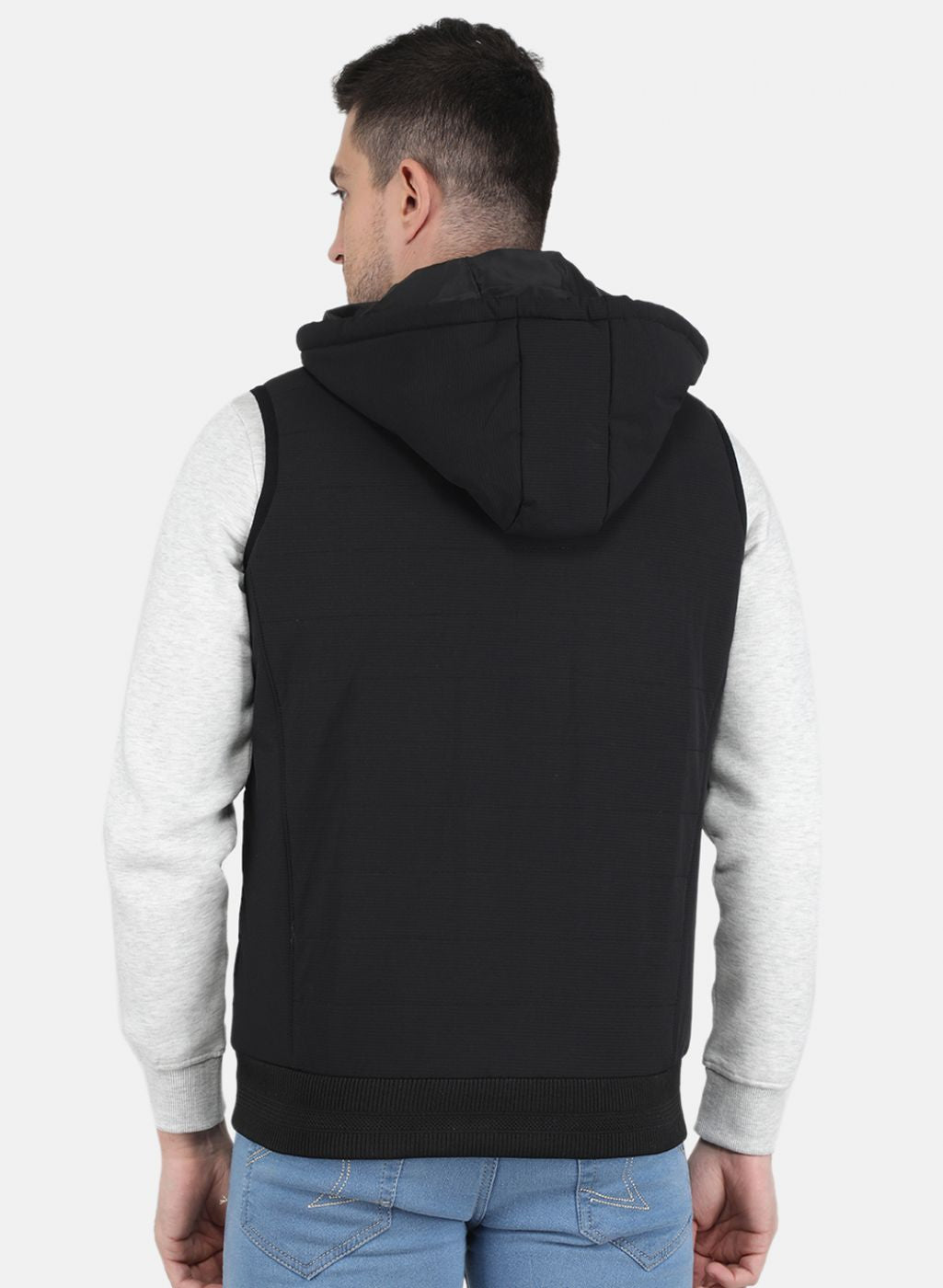 Men Black Self Design Jacket