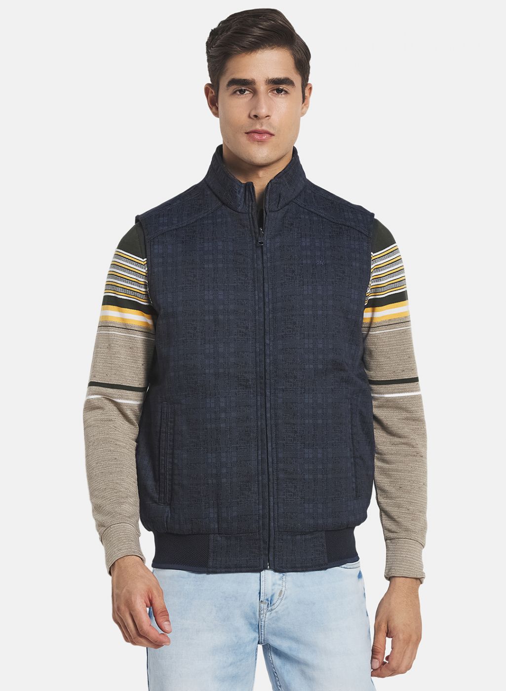 Men NAvy Blue Check Jacket