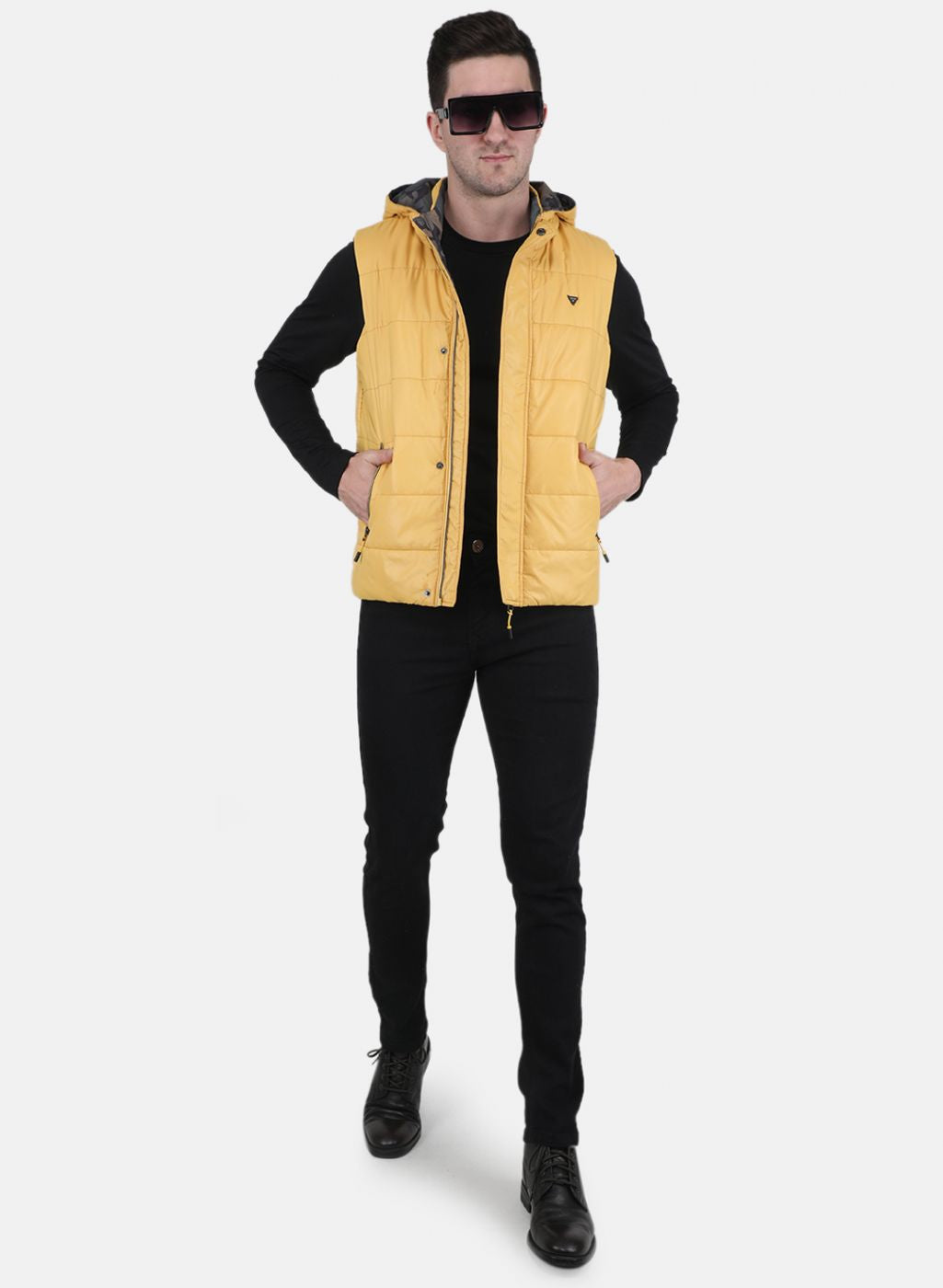 Men Yellow Solid Jacket