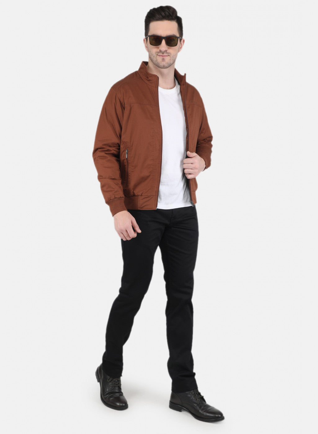 Men Rust Orange Solid Jacket