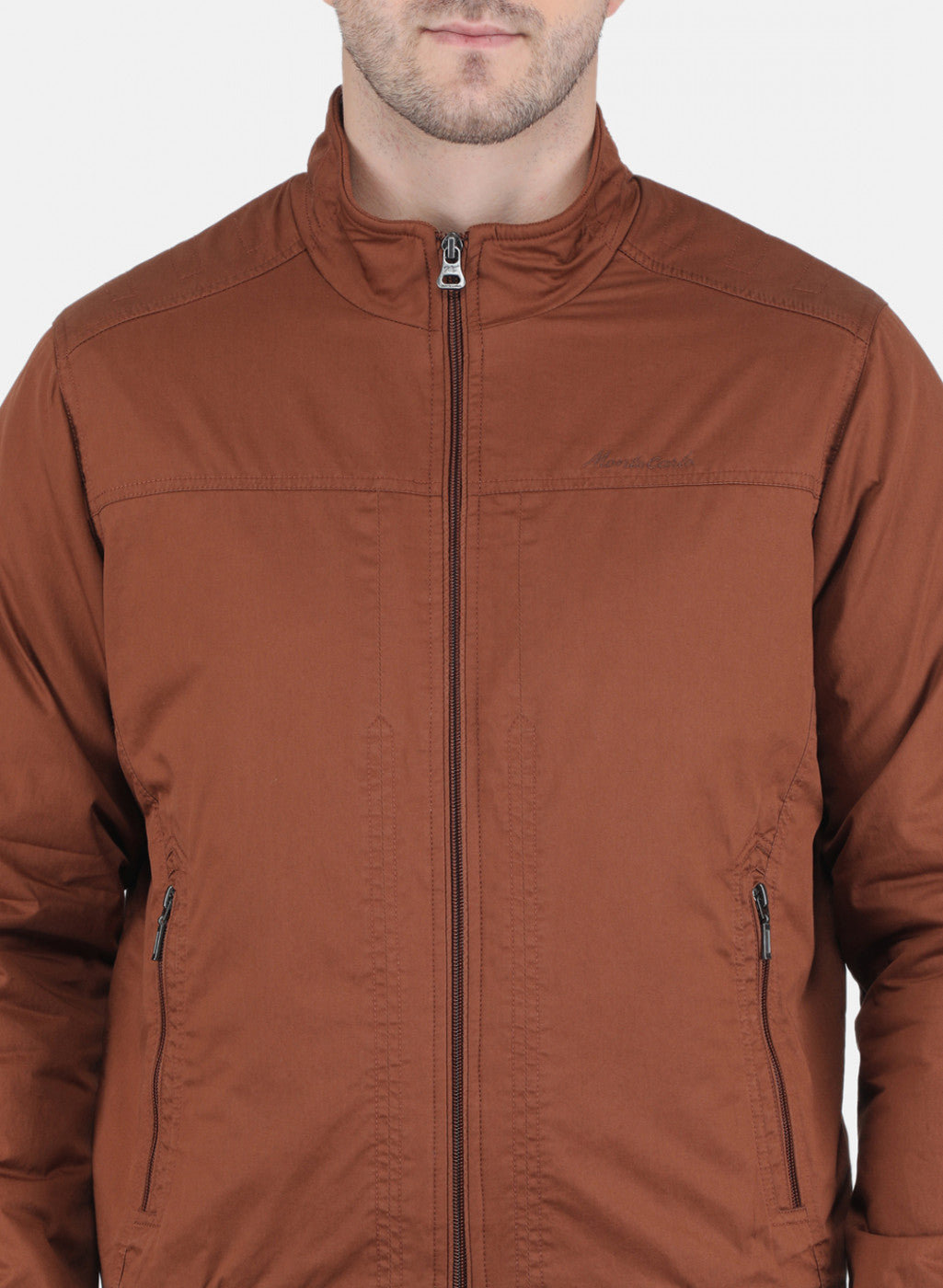 Men Rust Orange Solid Jacket