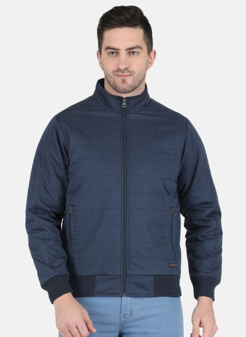 Men NAvy Blue Solid Jacket