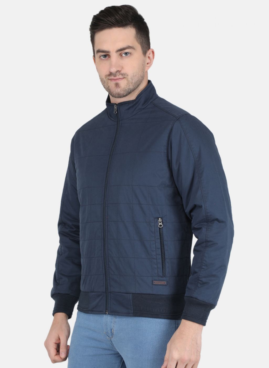 Men NAvy Blue Solid Jacket