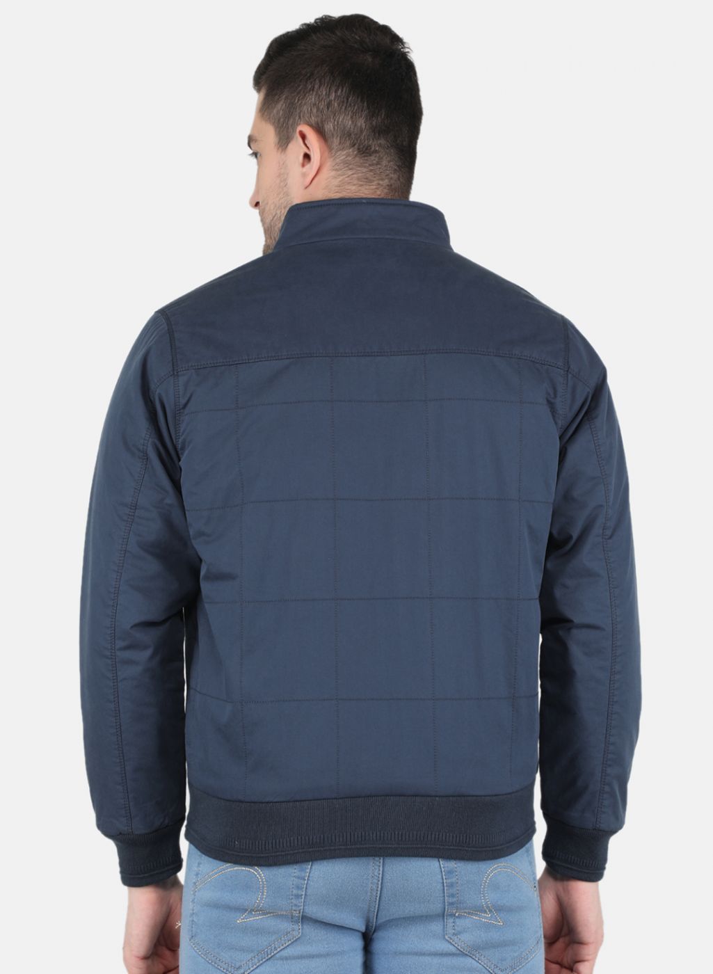 Men NAvy Blue Solid Jacket