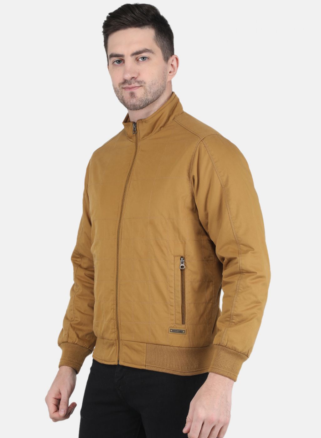 Men Mustard Solid Jacket