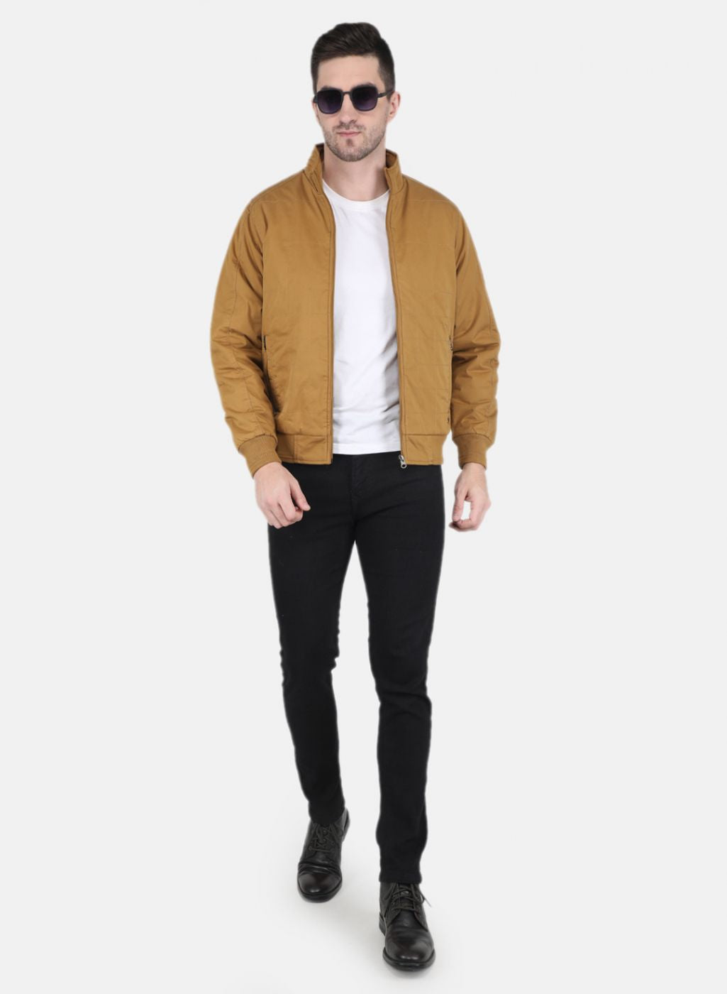 Men Mustard Solid Jacket