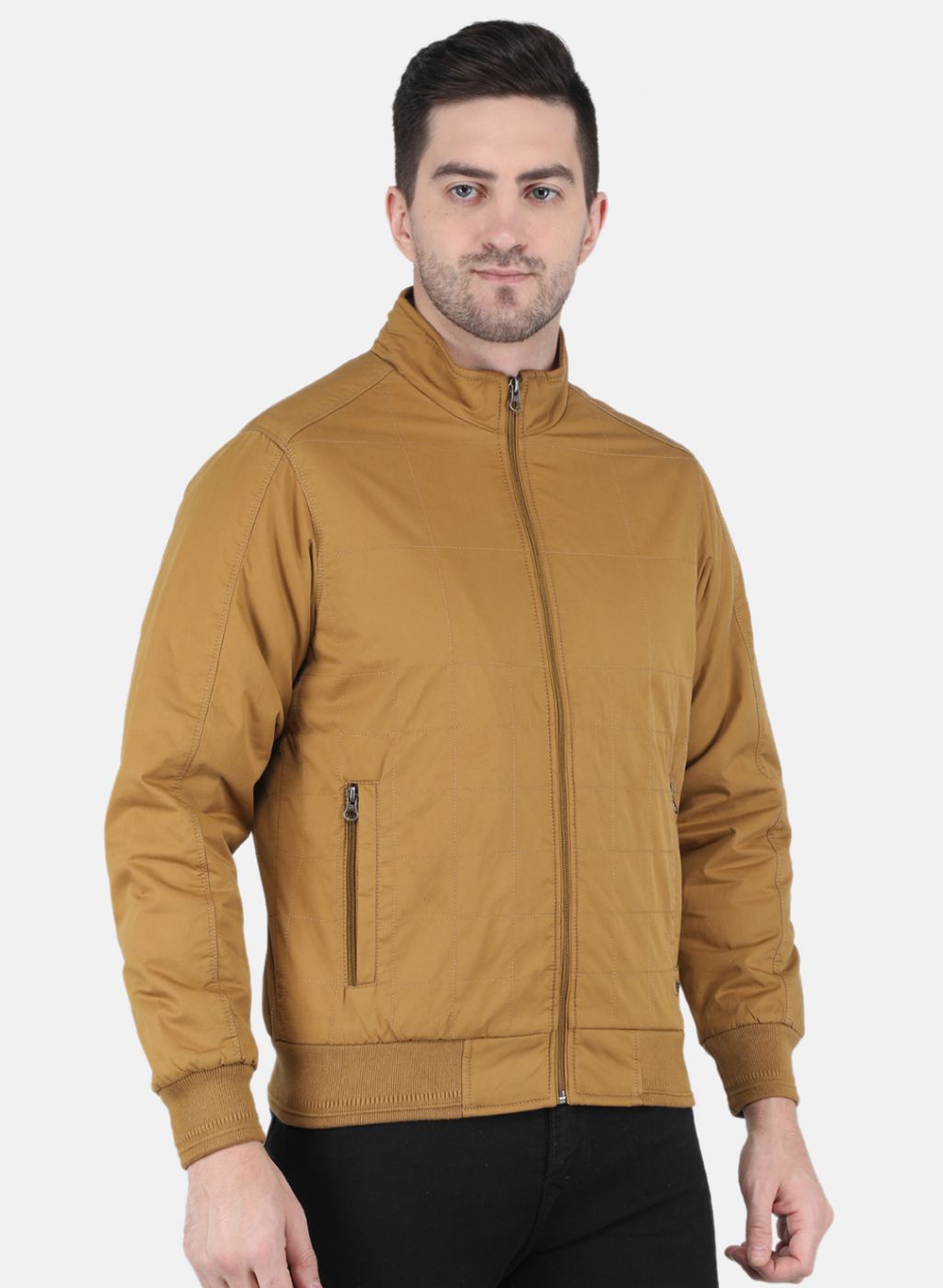 Men Mustard Solid Jacket