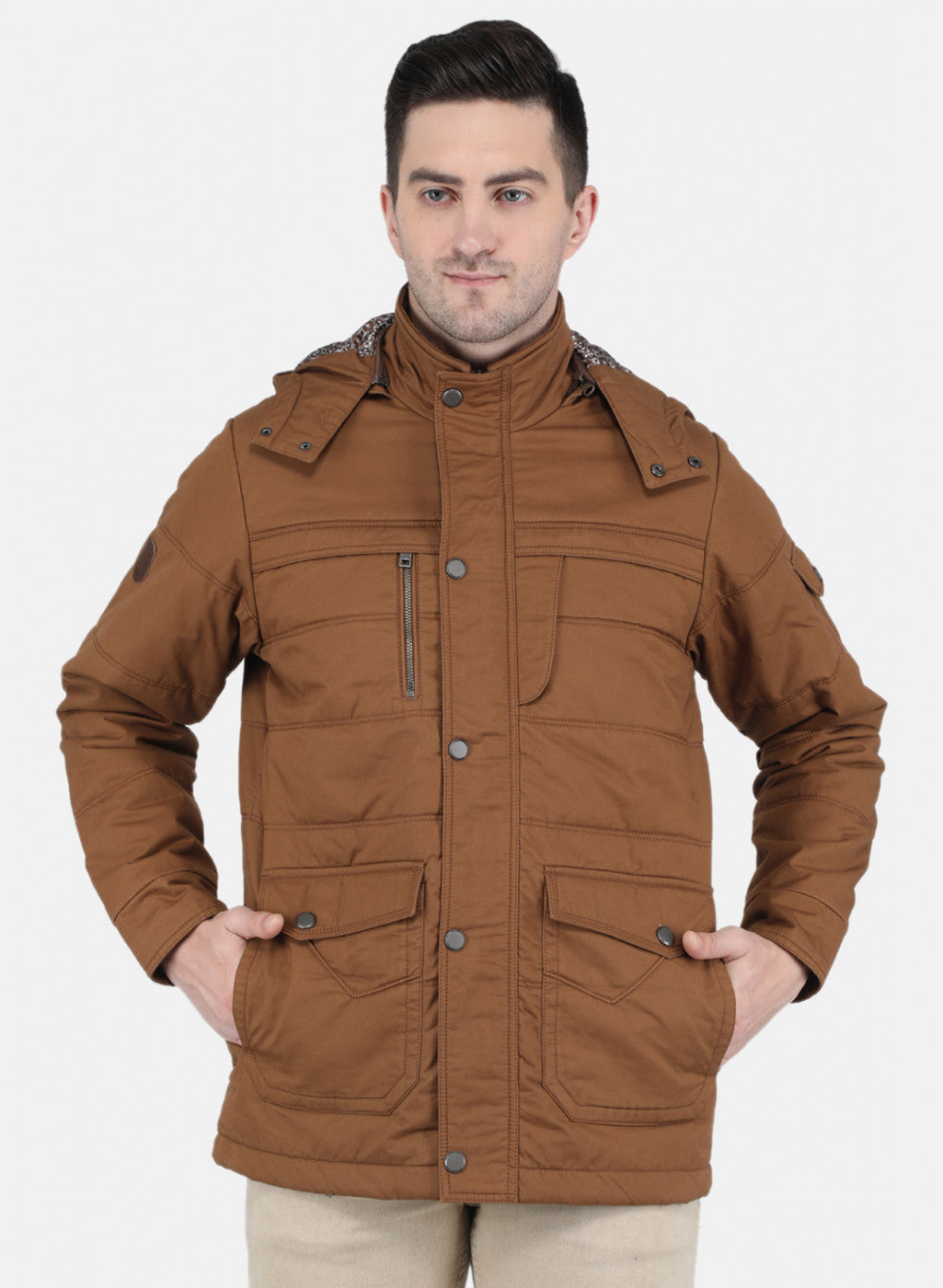 Men Brown Solid Jacket