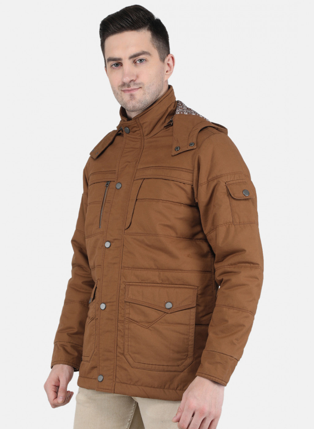 Men Brown Solid Jacket