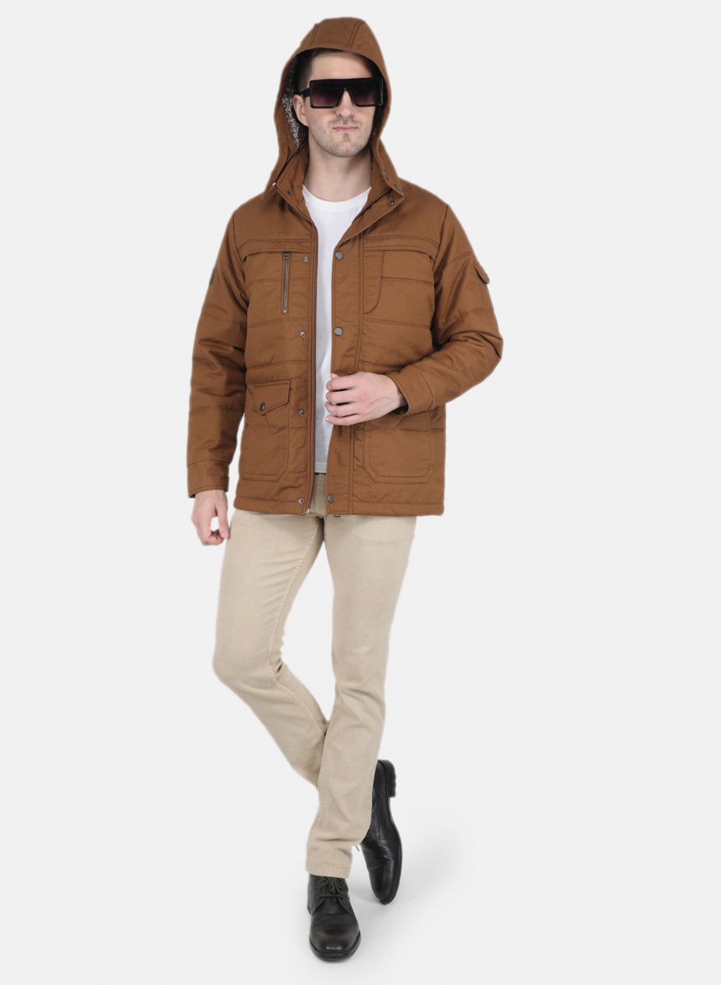 Men Brown Solid Jacket