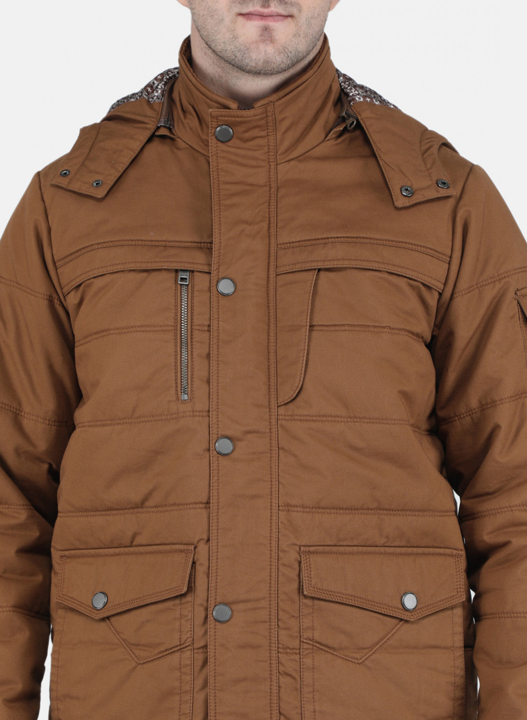 Men Brown Solid Jacket