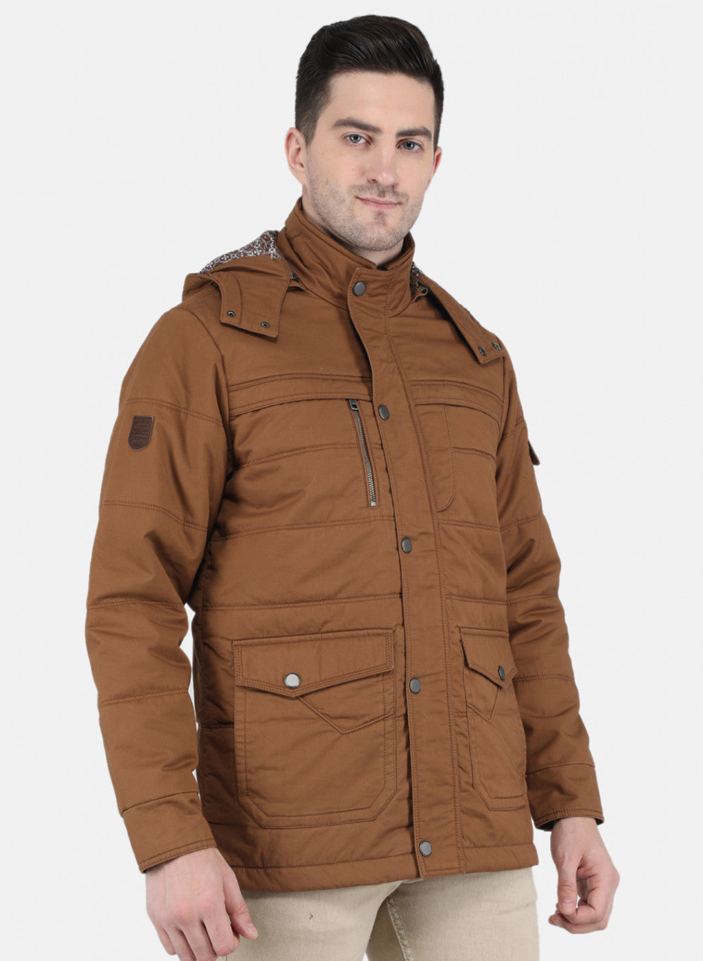 Men Brown Solid Jacket