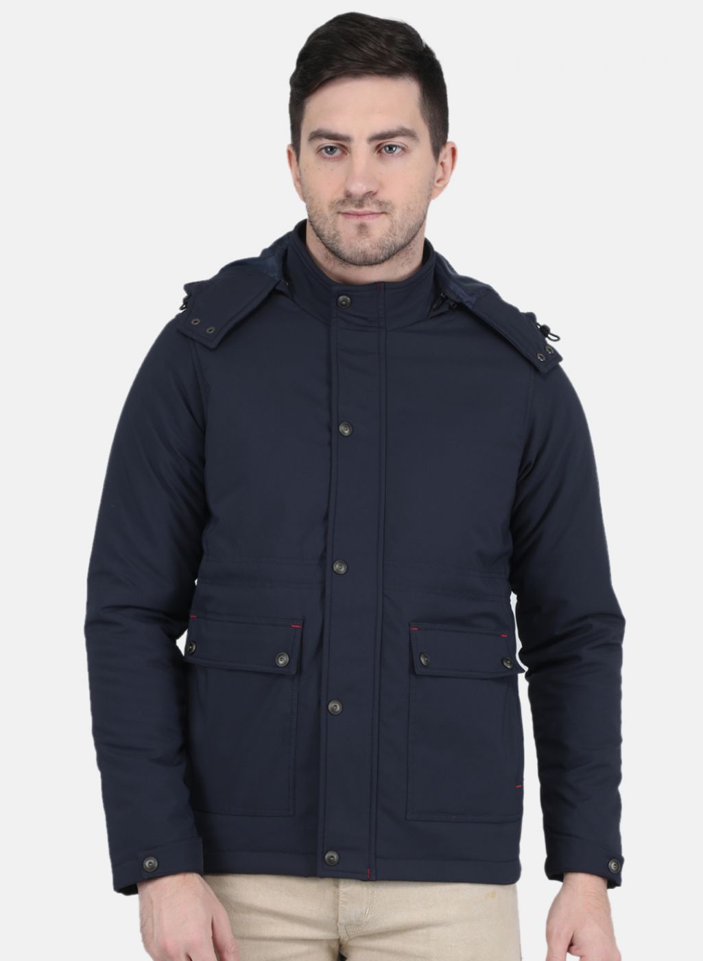 Men NAvy Blue Solid Jacket