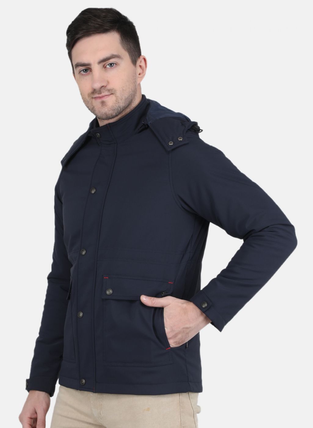 Men NAvy Blue Solid Jacket