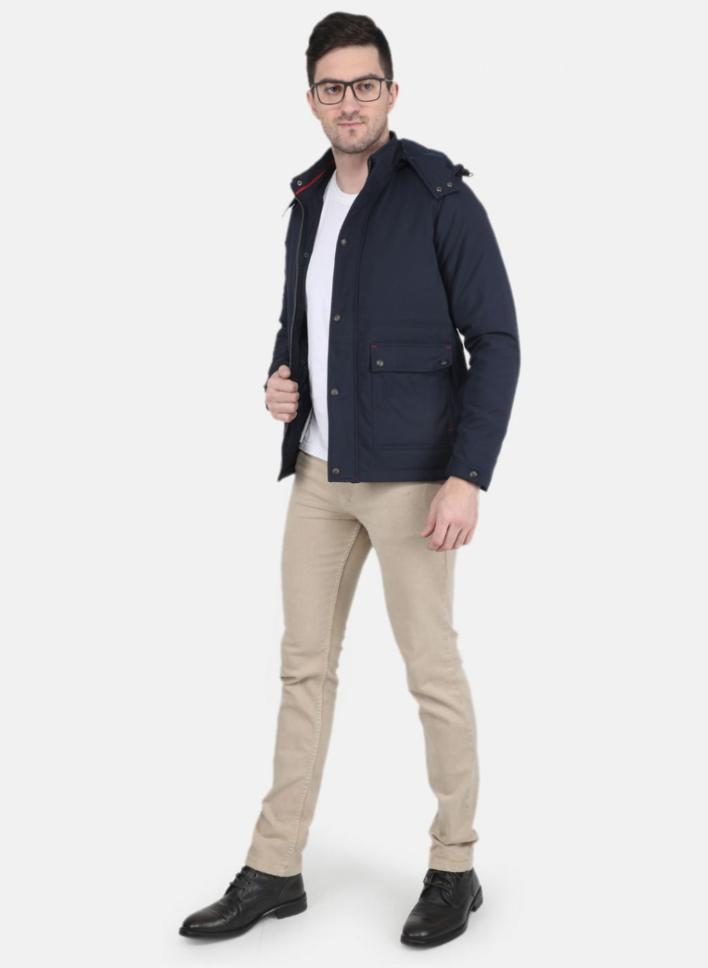 Men NAvy Blue Solid Jacket