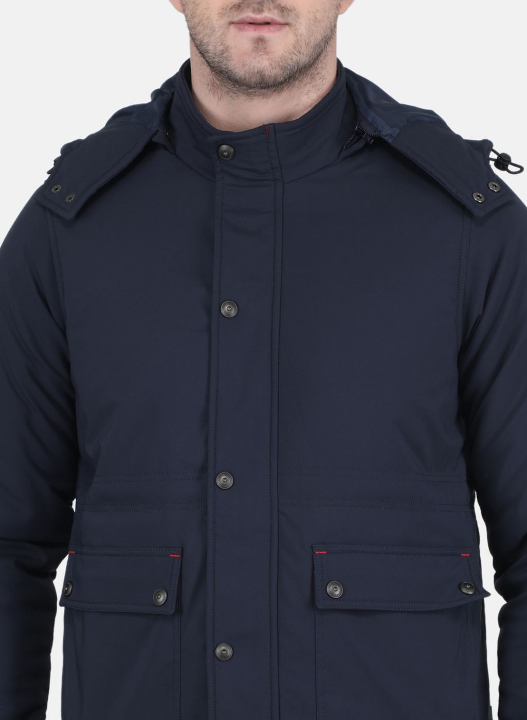 Men NAvy Blue Solid Jacket