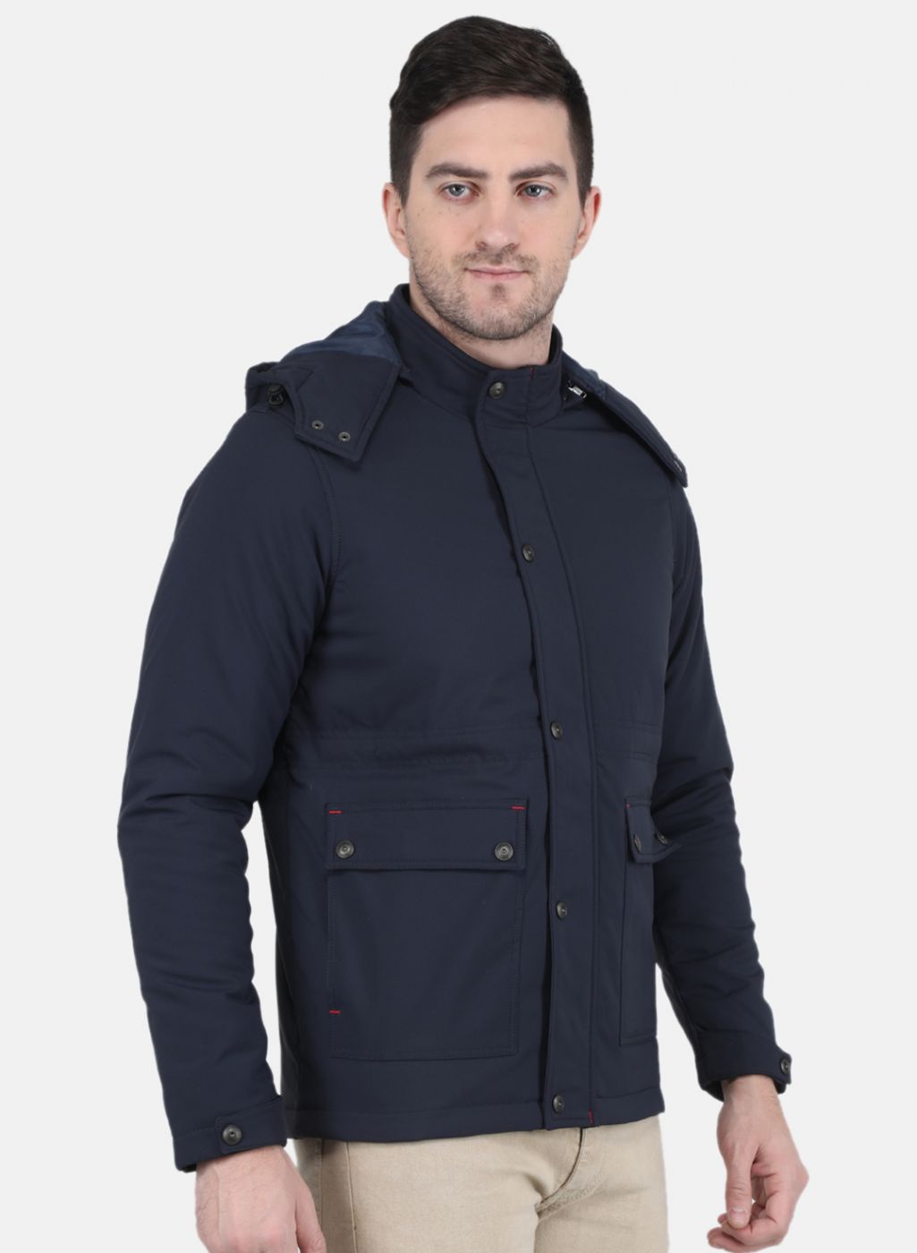 Men NAvy Blue Solid Jacket