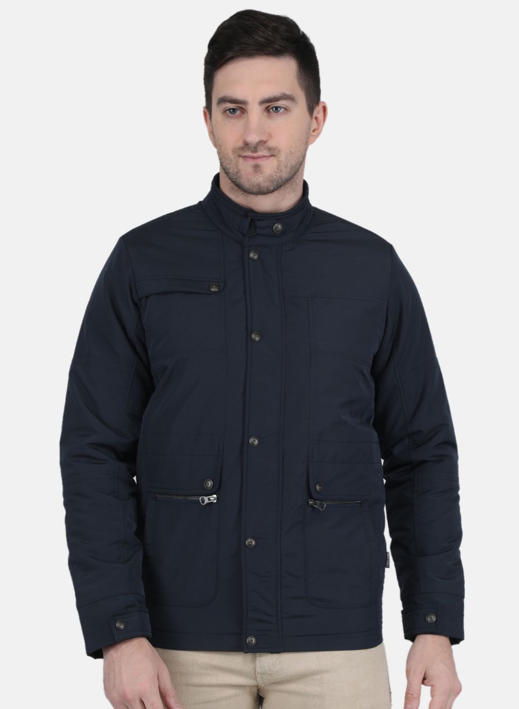 Men NAvy Blue Solid Jacket