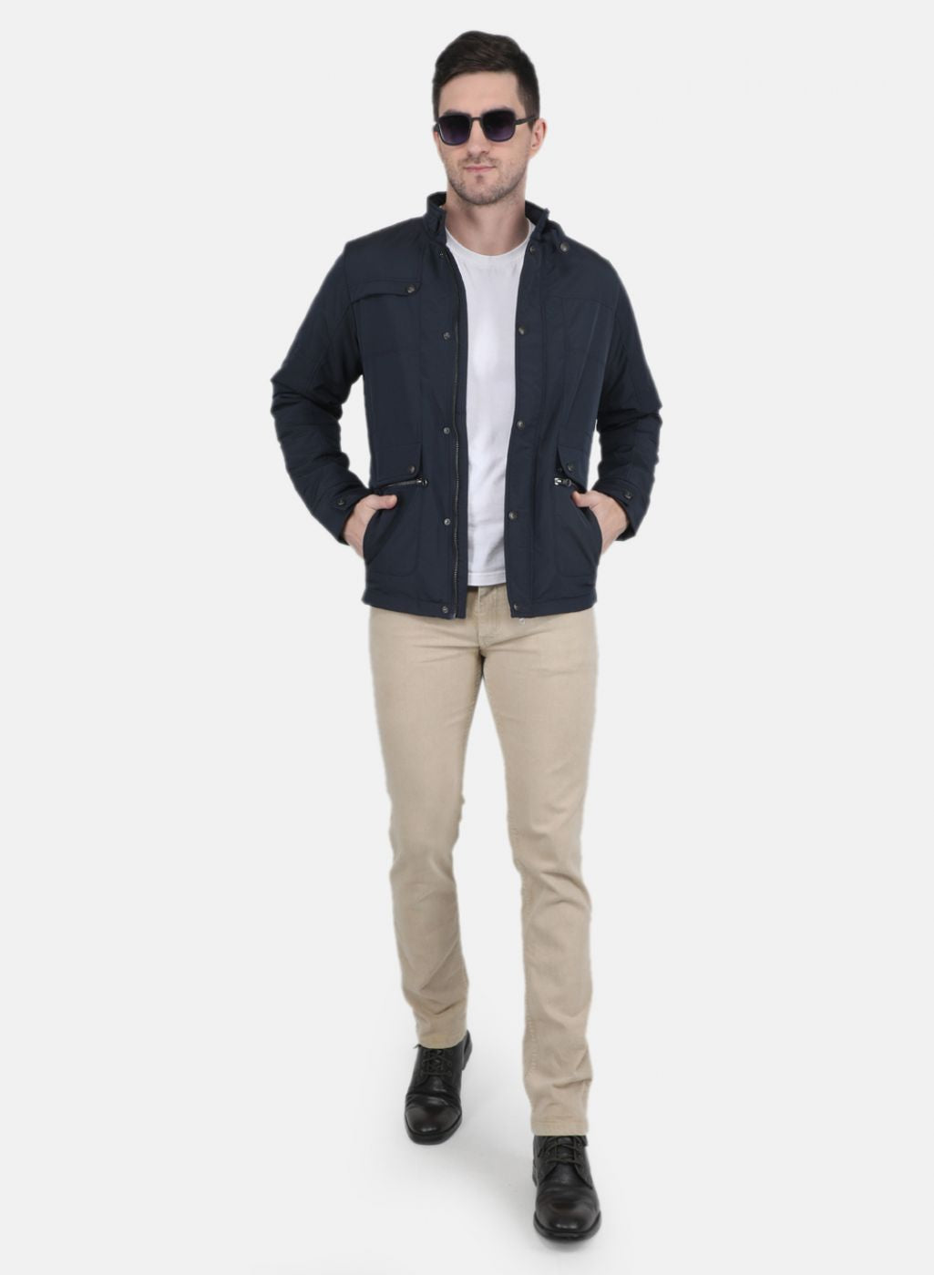 Men NAvy Blue Solid Jacket