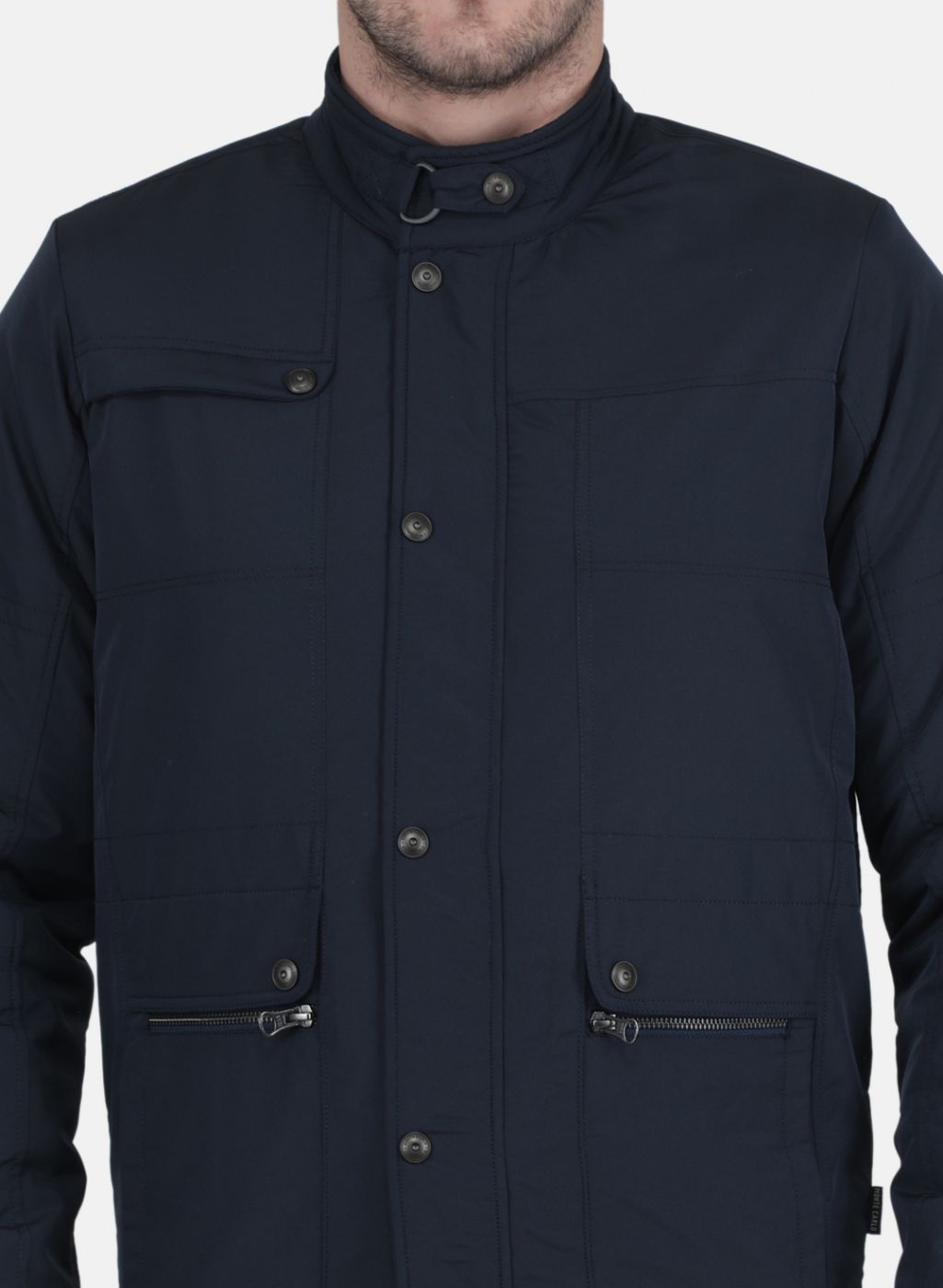 Men NAvy Blue Solid Jacket