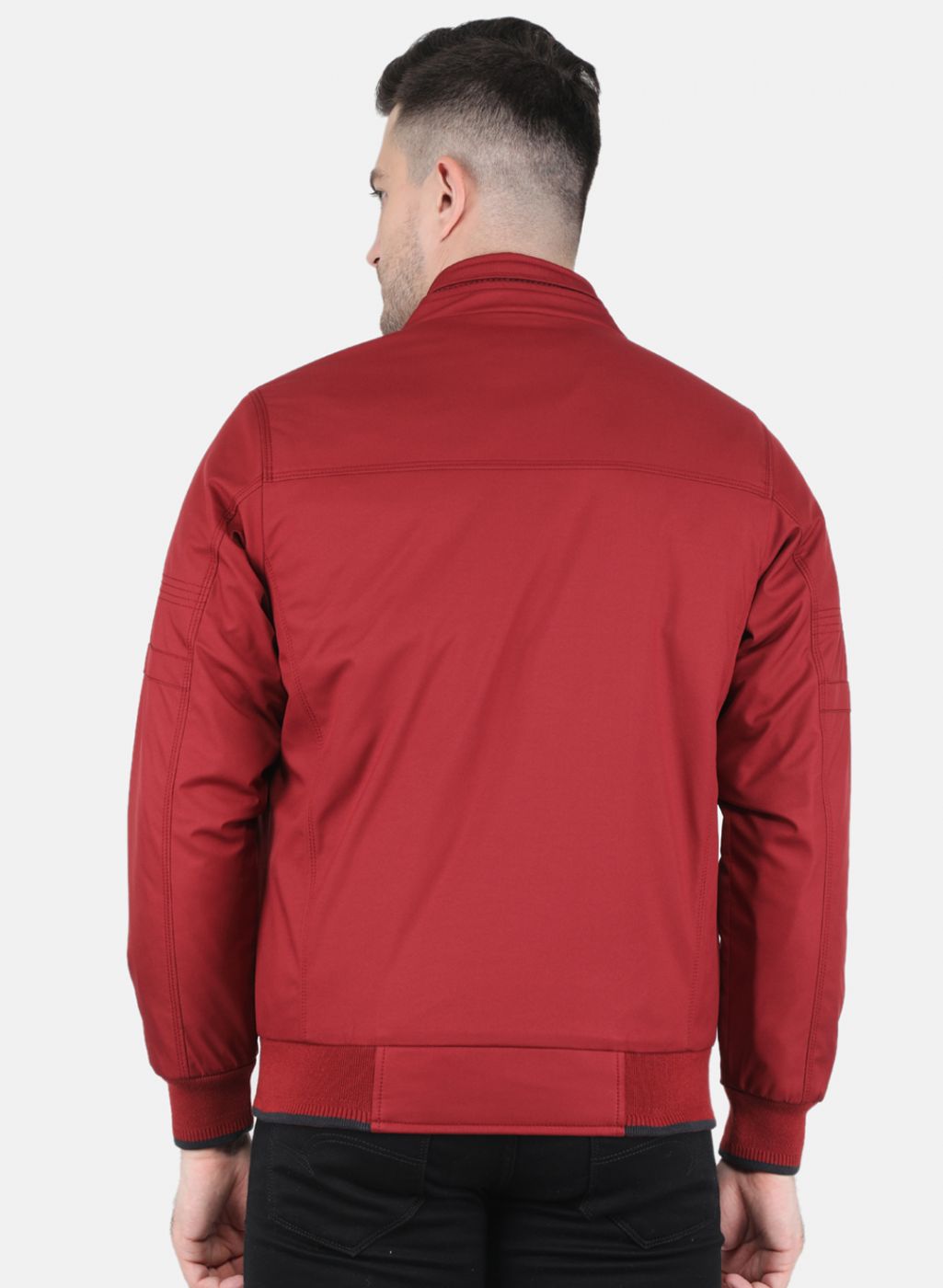 Men Maroon Solid Jacket