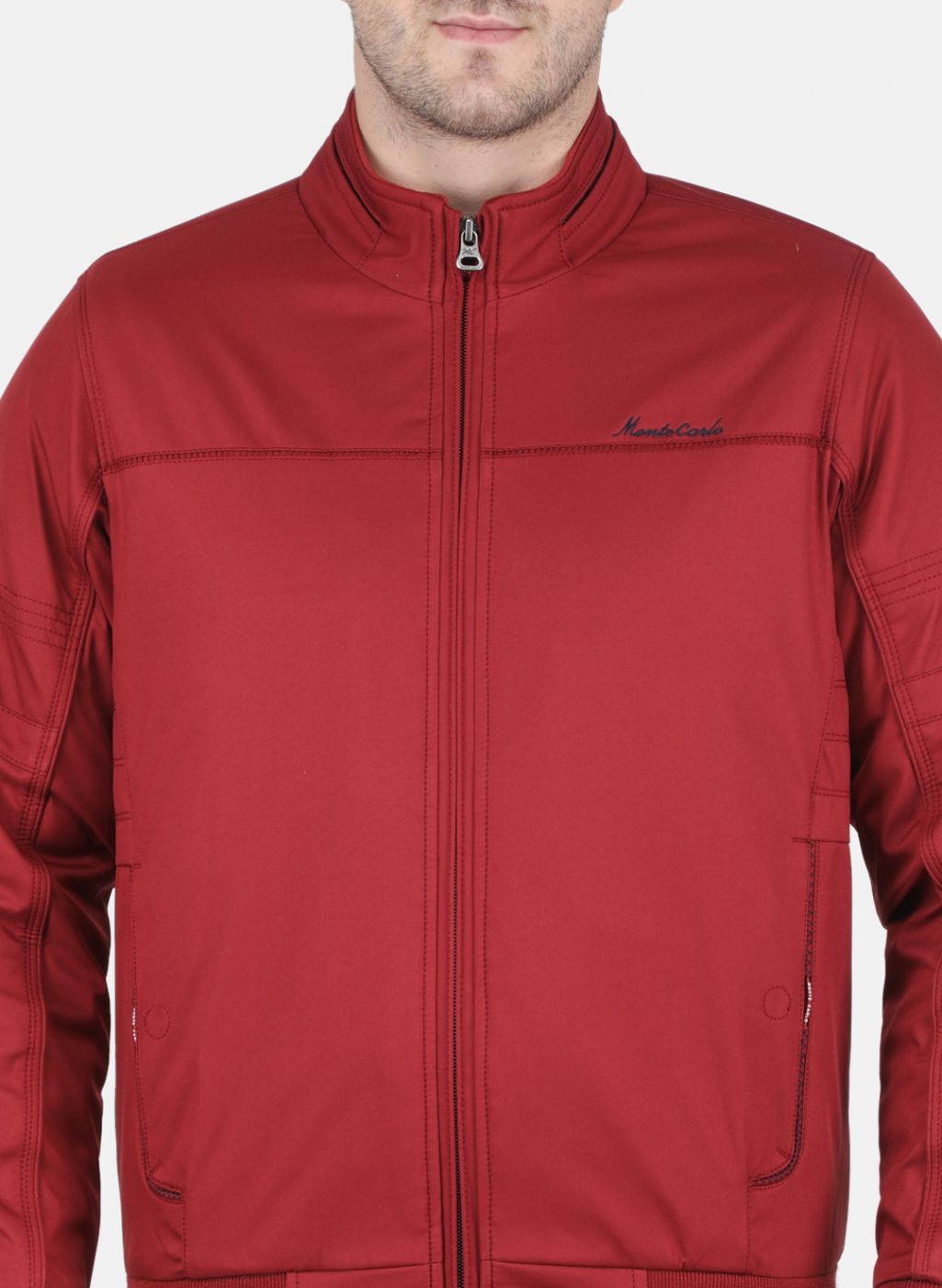 Men Maroon Solid Jacket