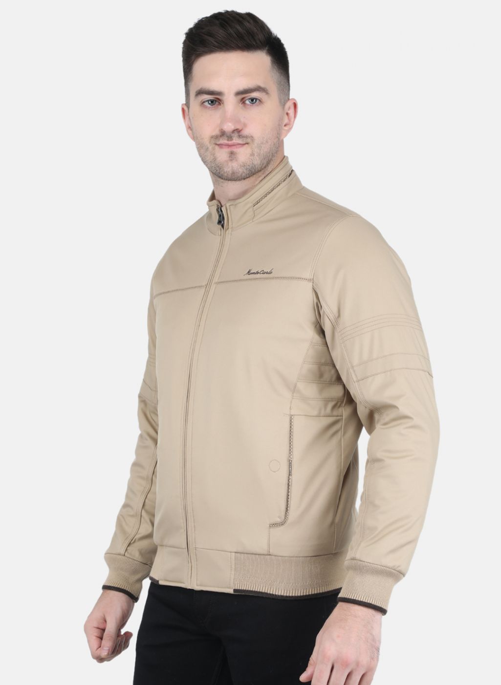 Men Cream Solid Jacket