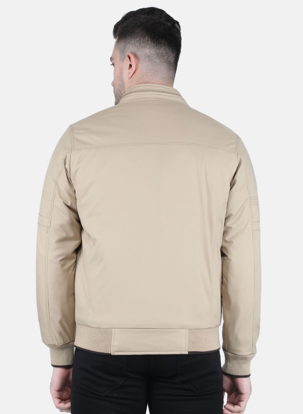 Men Cream Solid Jacket