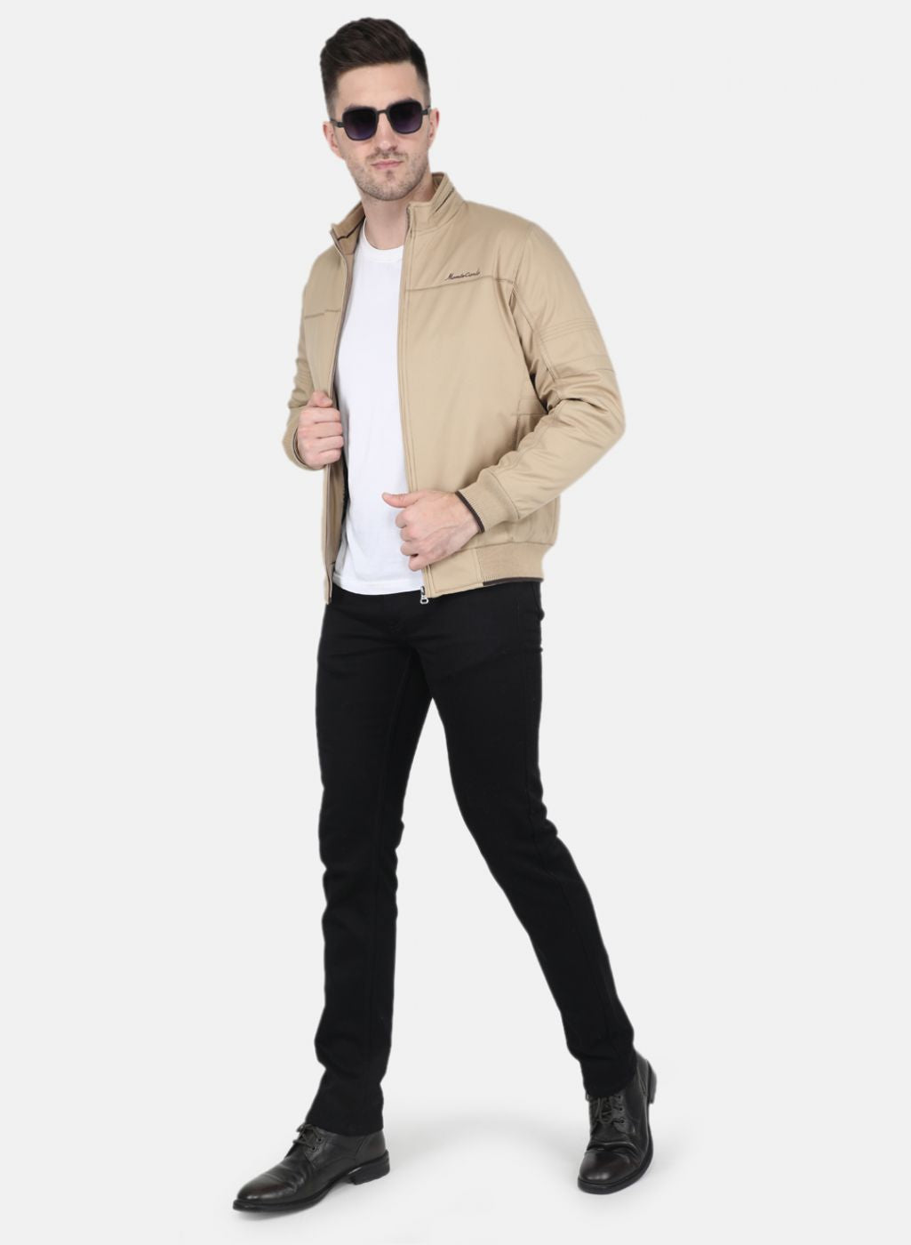 Men Cream Solid Jacket