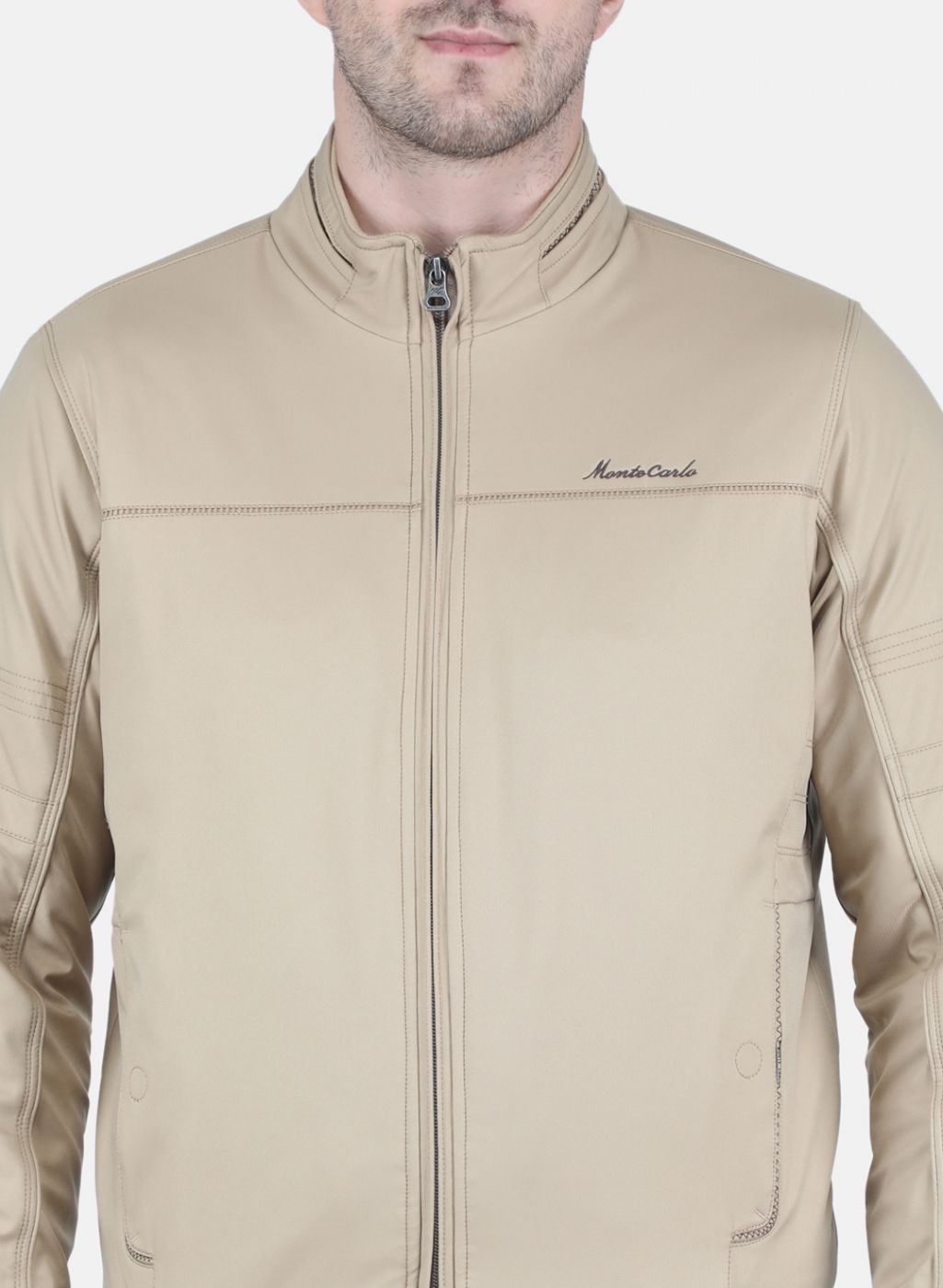 Men Cream Solid Jacket