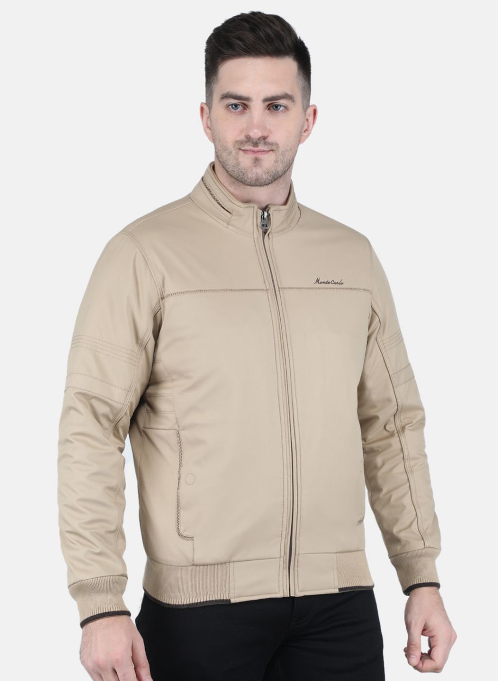 Men Cream Solid Jacket