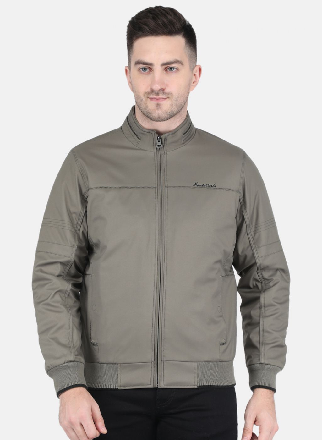 Men Grey Solid Jacket