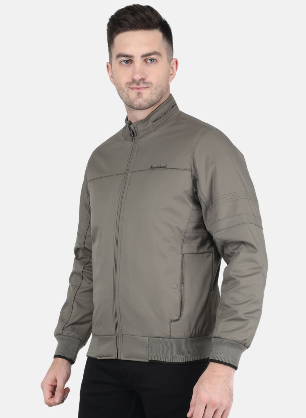 Men Grey Solid Jacket