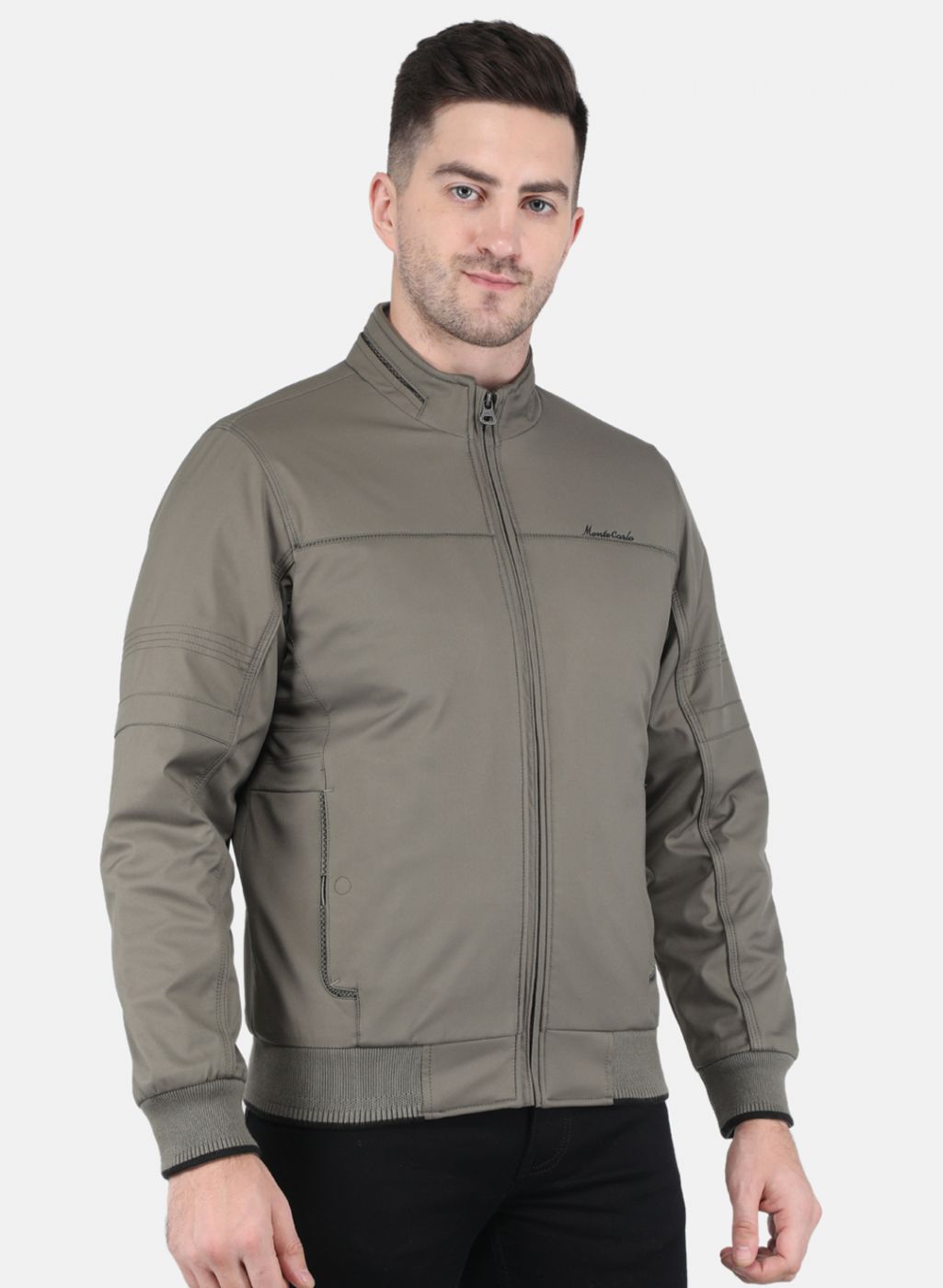 Men Grey Solid Jacket