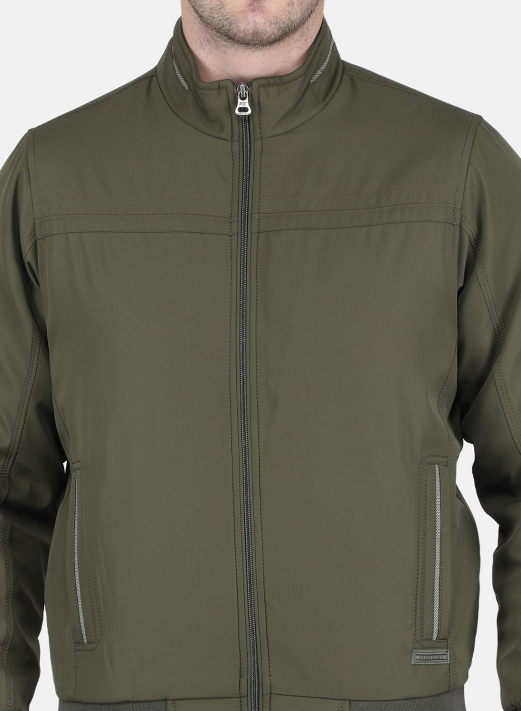 Men Olive Solid Jacket