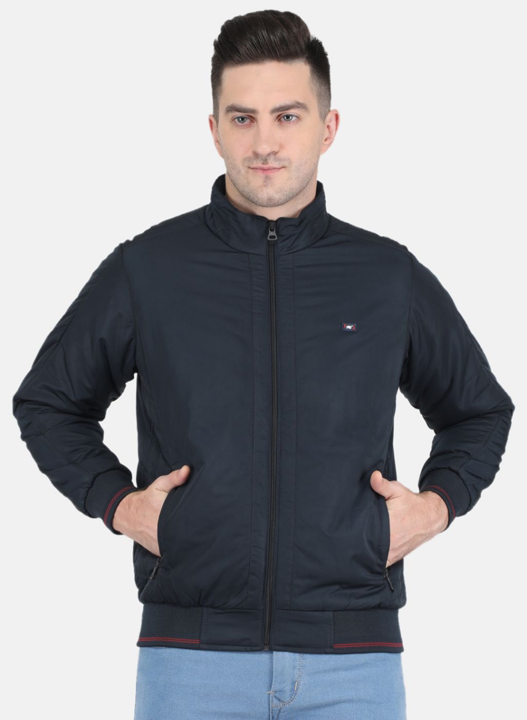 Men NAvy Blue Solid Jacket