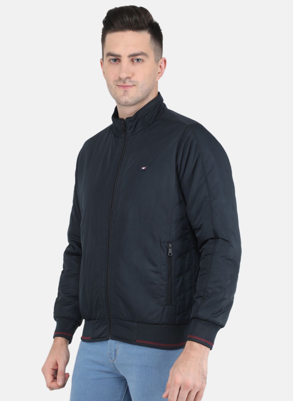 Men NAvy Blue Solid Jacket