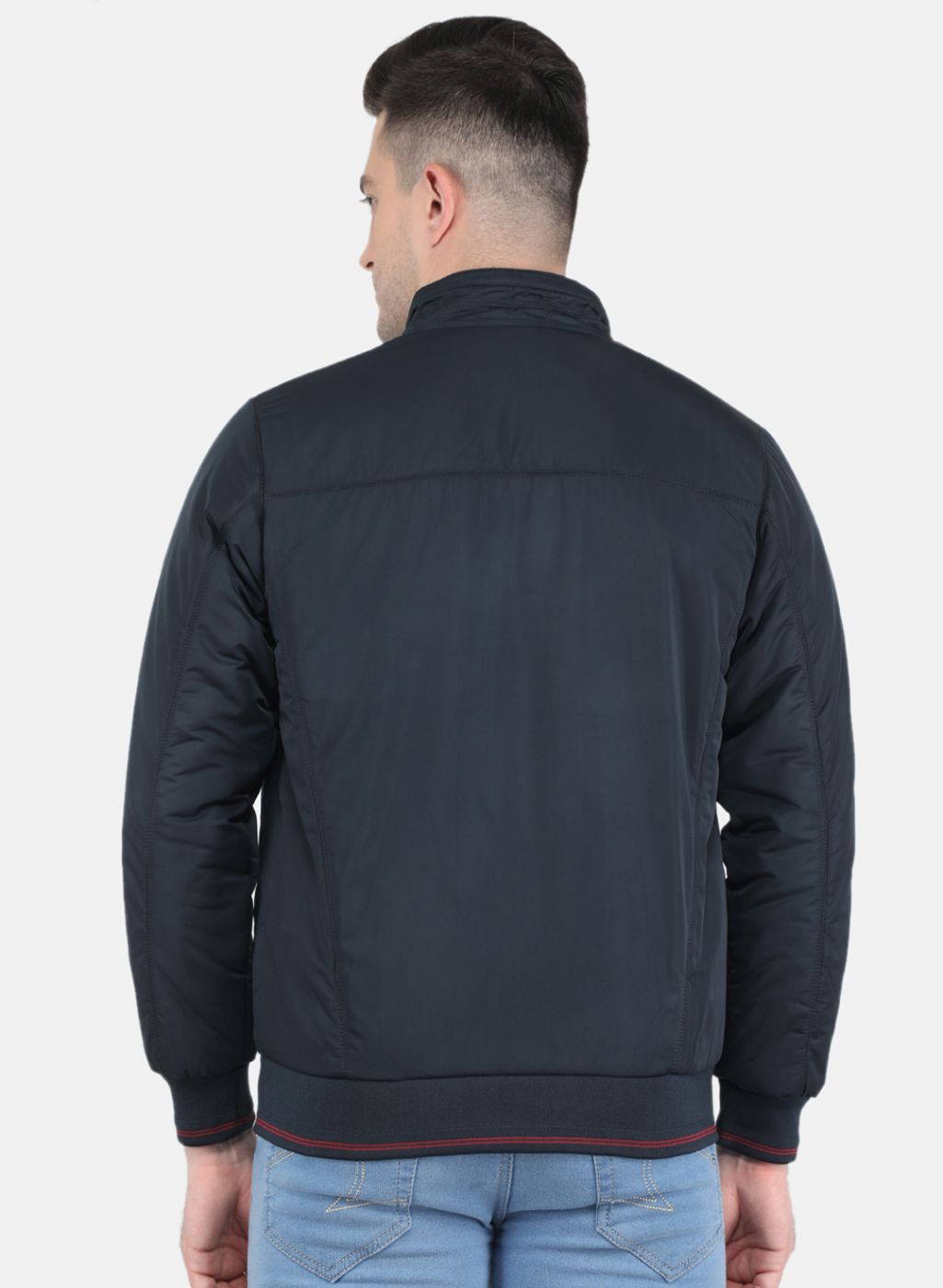 Men NAvy Blue Solid Jacket