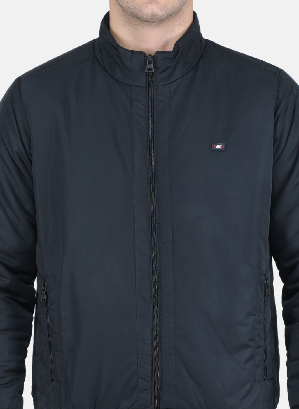 Men NAvy Blue Solid Jacket