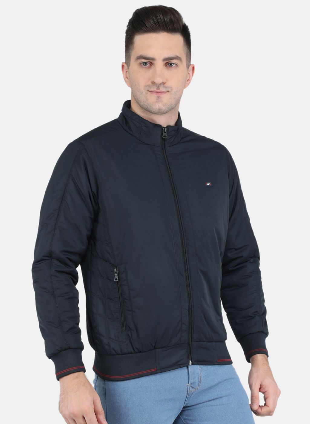 Men NAvy Blue Solid Jacket