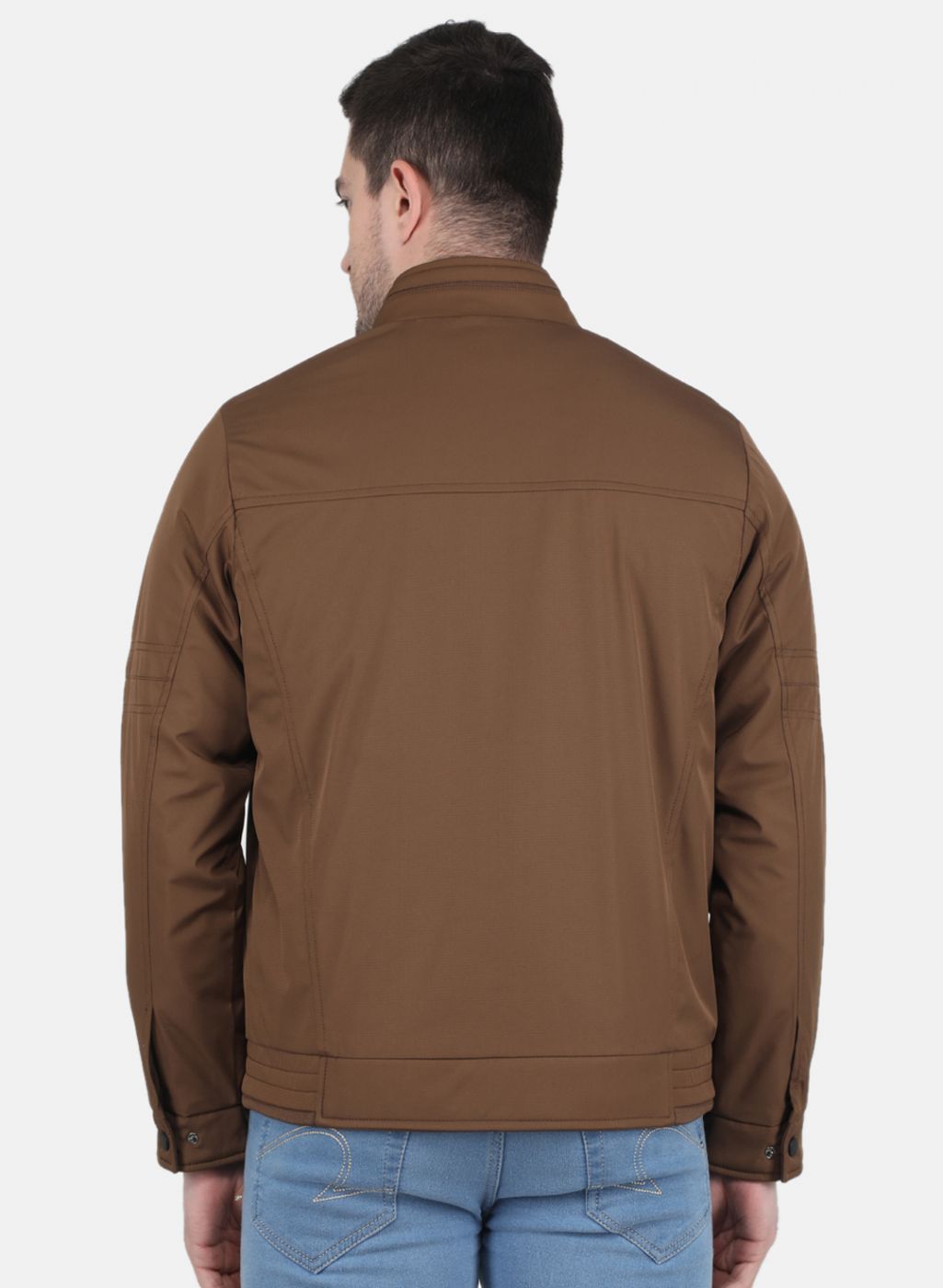 Dark Brown Solid Zipper Jacket - Foster