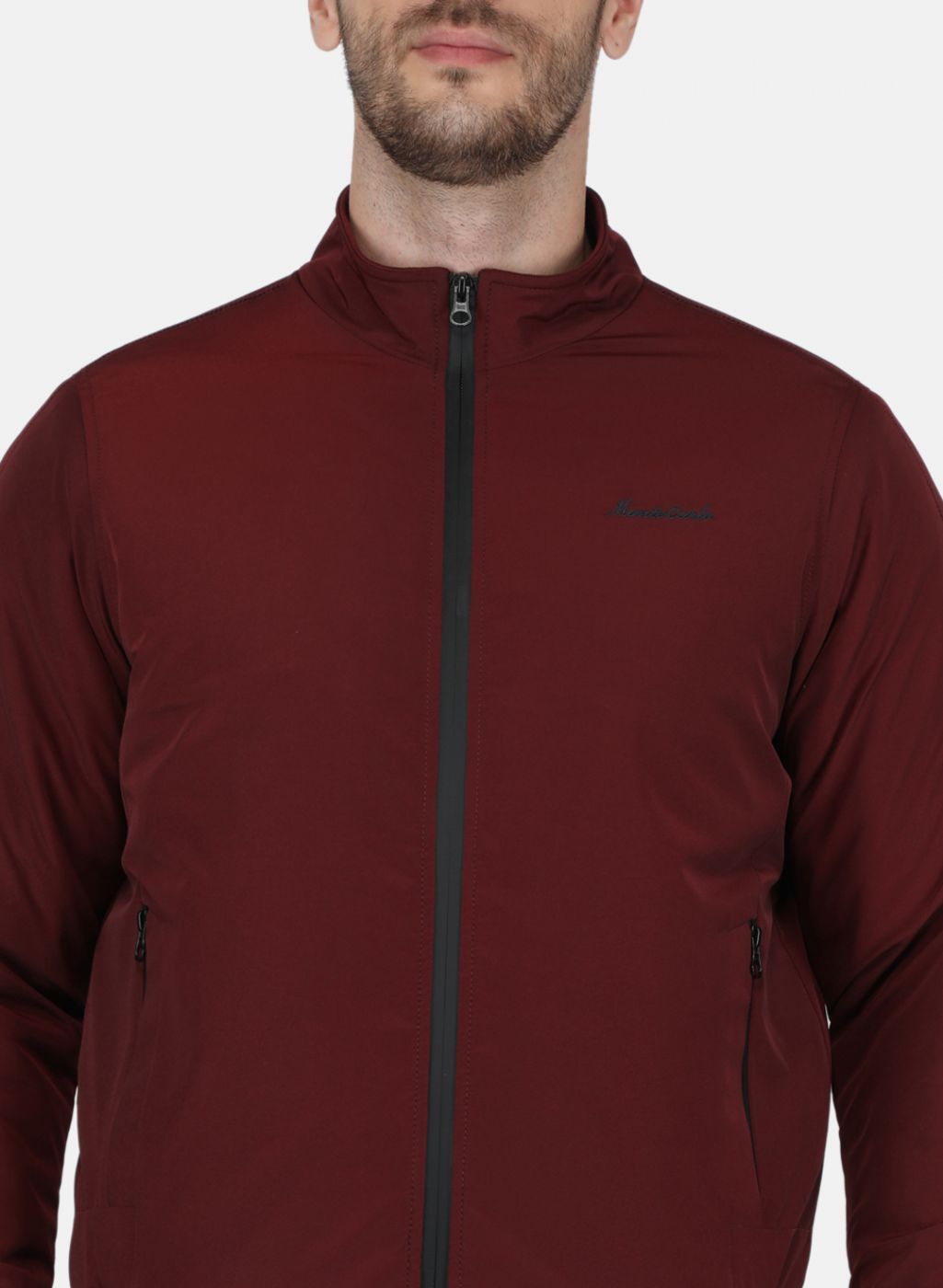 Men Maroon Solid Jacket