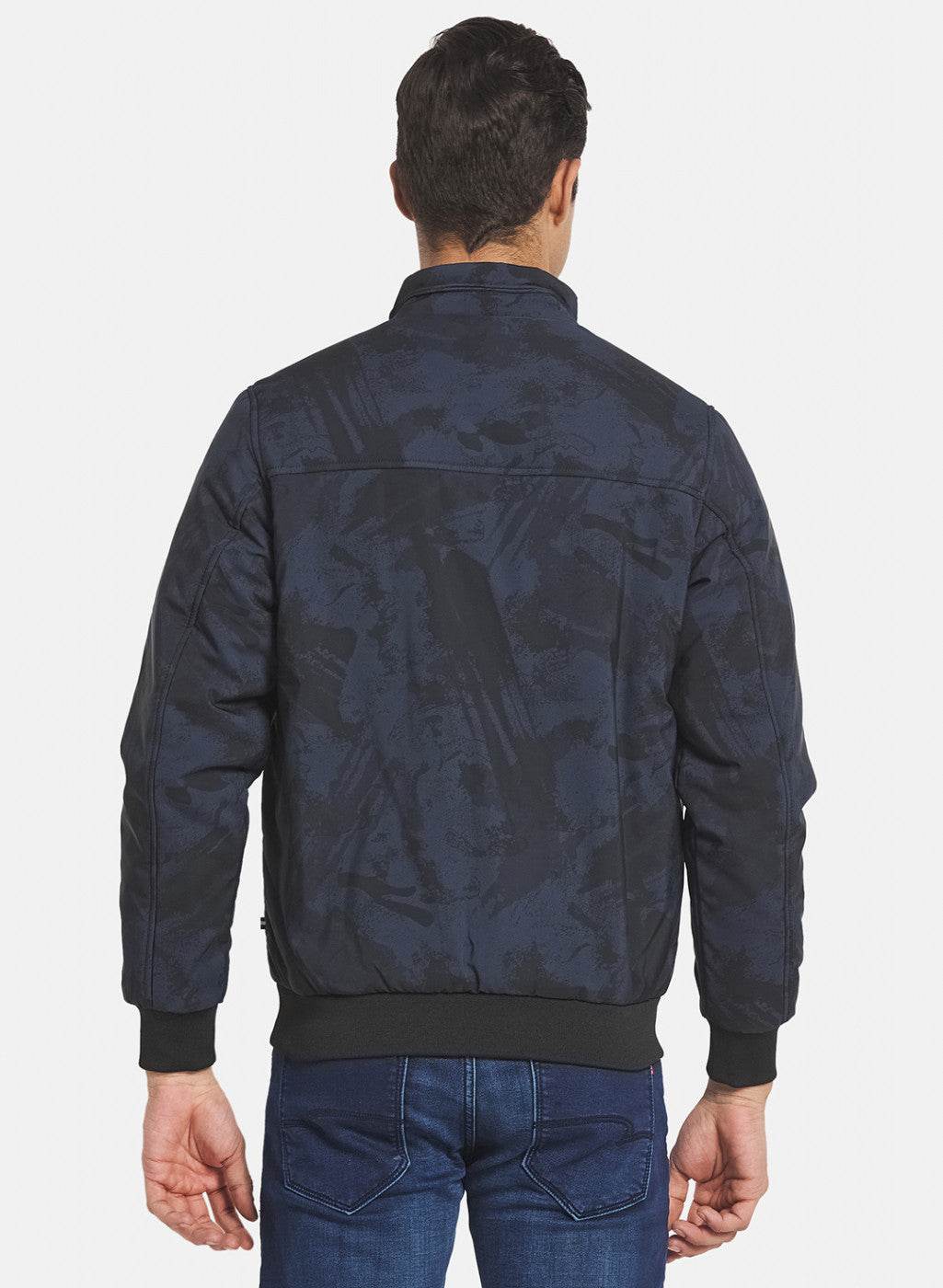 Men Blue Printed Jacket