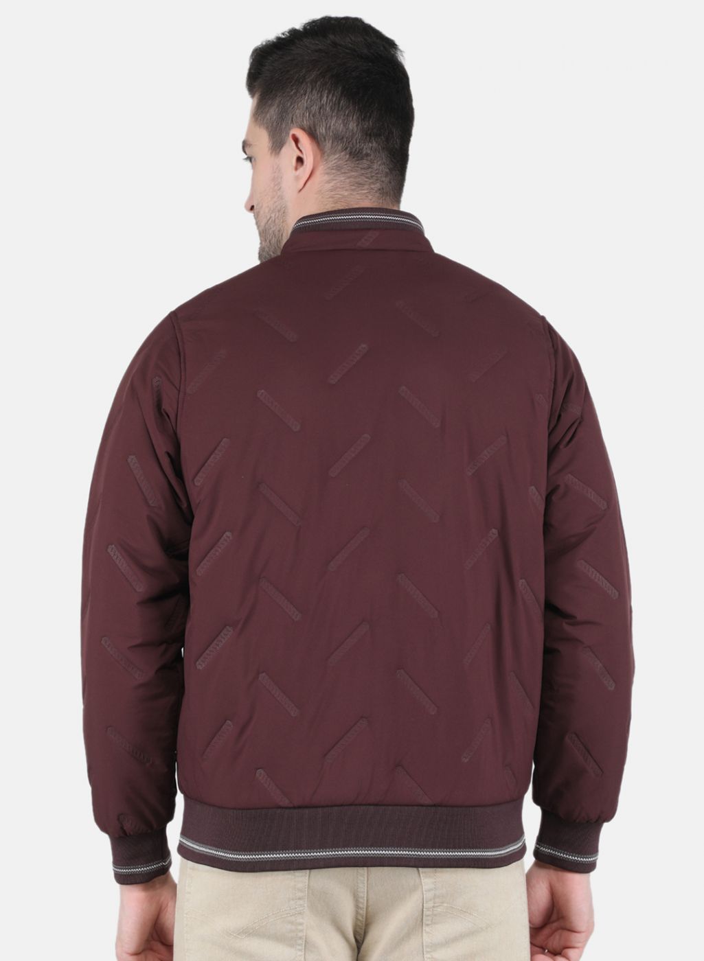 Men Maroon Solid Jacket